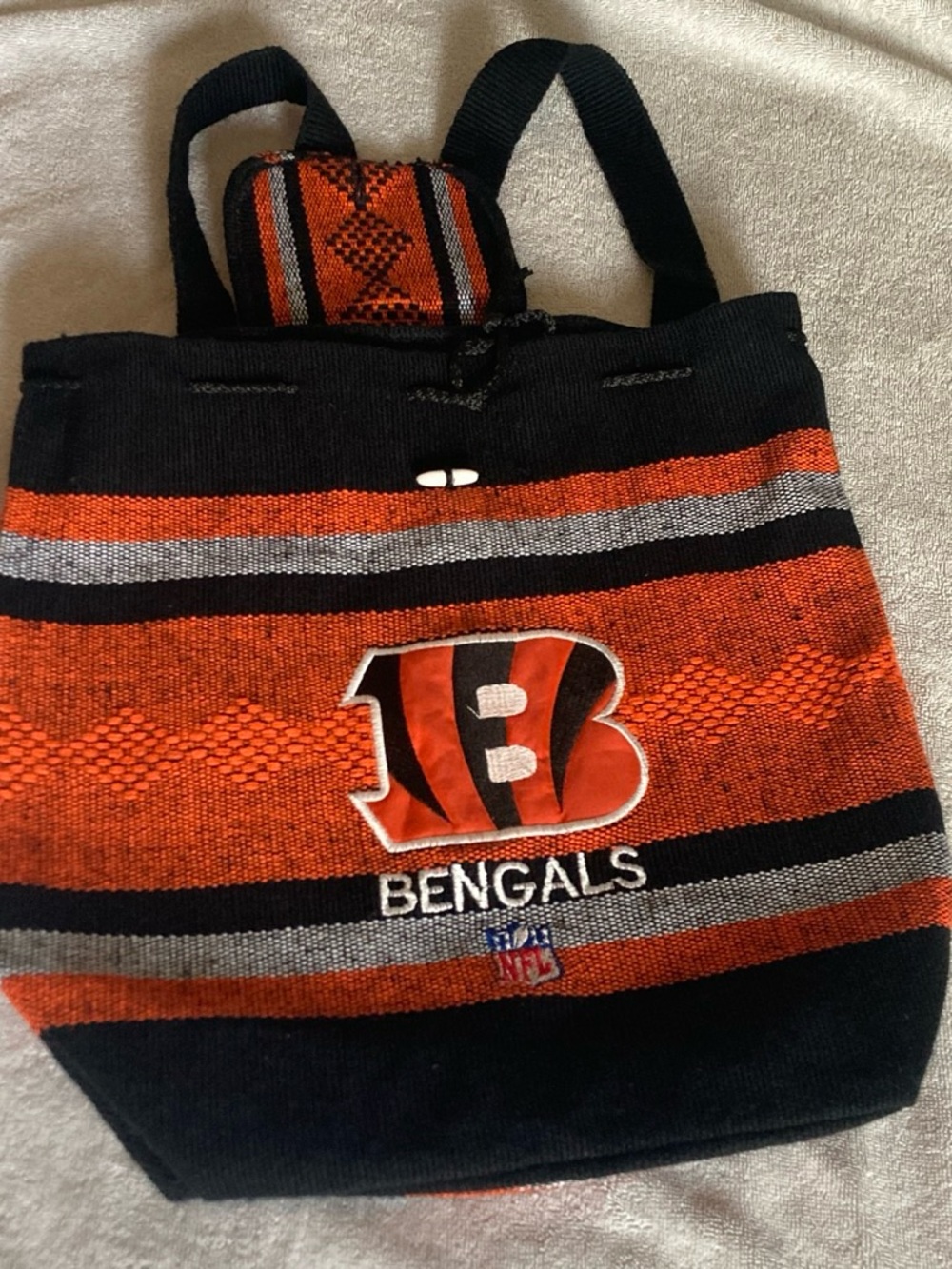 Cincinnati Bengals Orange & Black Knit Drawstring Backpack